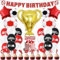 Football Birthday Decorations Cake Topper - Soccer Party Supplies Foil Balloons Cupcake Toppers Happy Birthday Banner for Boys, Red Sports Theme Party Decoration for Kids and Fans