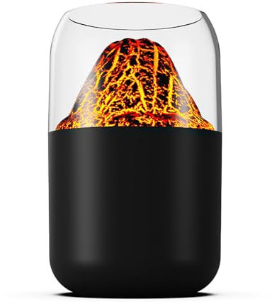 Flammen-Luftbefeuchter, 300 ml USB Vulkan Diffuser, Volcano Diffuser Flamme Aroma Diffusor mit zweifarbigem Umgebungslicht für das Schlafzimmer, Büro, Schreibtisch, Zuhause, Fitnessstudio
