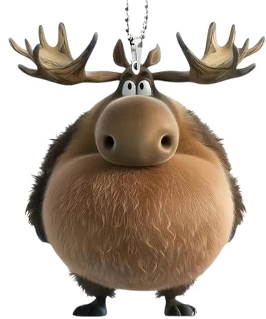 Niedlicher Weihnachtselch-Anhänger - Elch Weihnachtsbaumschmuck, Acryl Cartoon Weihnachtsbaum Hängende, Tragbare Elch Weihnachtsdekoration, 2D Flache Dekorative Ornament Für Zuhause Auto