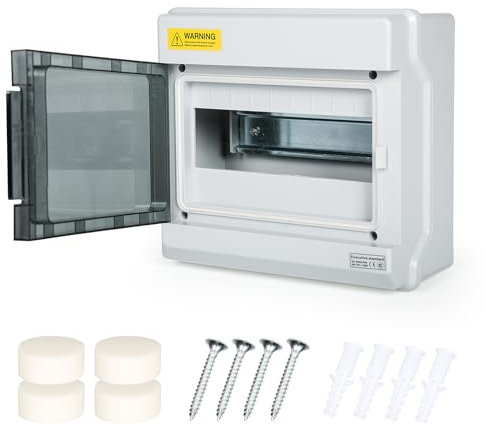Jadeshay Coffret Electrique Etanche Exterieur IP66, Tableau Electrique 1 Rangée 9 Modules Boîtier de Distribution en Saillie avec Porte Transparente pour Jardins, Pièces Humides Ou Espaces Extérieurs