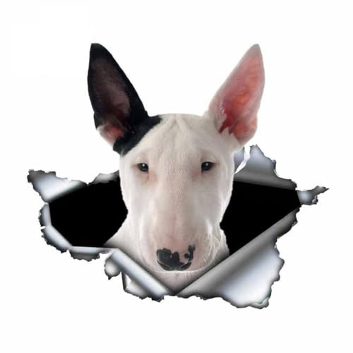 Bull Terrier Aufkleber, 3D Zerrissener Effekt, Wasserfest, Reflektierend, für Auto, Stoßstange, Fenster, Kühlschrank, Haus Dekoration (15cm/5.9 Inch)
