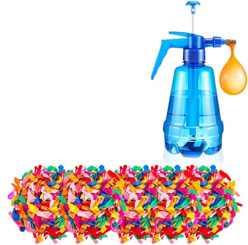 Professionelles Wasserballon-Füllsystem – 1 Pumpe + 1000 Luftballons, Schnellaufblasstation für Sommerpartys, Hinterhof- und Strandwasserspiele, verschiedene Farben