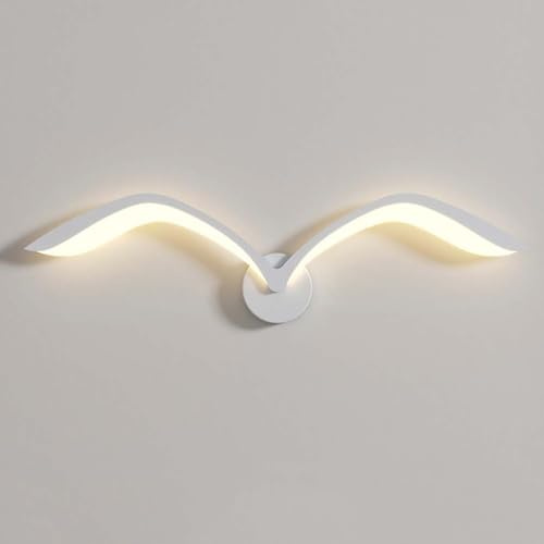 OOWDMPE Vogel Wandleuchte 9W LED Möwe Design Wandlampe Innen Acryl Lampenschirm Metall Wandbeleuchtung Nachttisch Wandlampe Dekorative Korridorlampe Warmweiß 3000K für Schlafzimmer Wohnzimmer (Weiß)