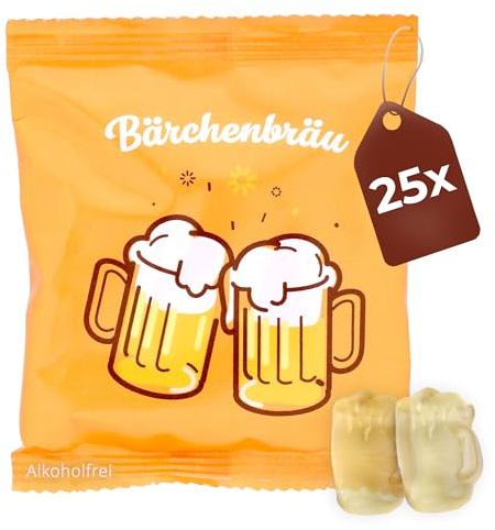 Fruchtgummi Bierkrüge 25er Pack (25 x 15g) – Ananas-Gummibärchen ohne Alkohol in Bierglas-Form – originelles Gastgeschenk & süße Partydeko für Geburtstag, Hochzeit, Oktoberfest, Kirmes & Männerabend