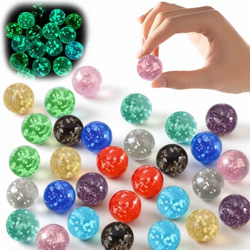 Eniyou 30PCS Murmeln Leuchten im Dunkeln 12mm Leuchtende Murmeln die im Dunkeln Leuchten Glasmurmeln Leuchten im Dunkeln Buntes GlüHen im Dunkeln Glasmurmeln