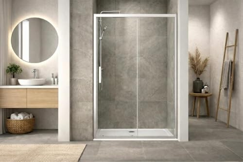 Box doccia a nicchia 110 cm porta scorrevole apertura laterale H195 cm ALBA Cromato