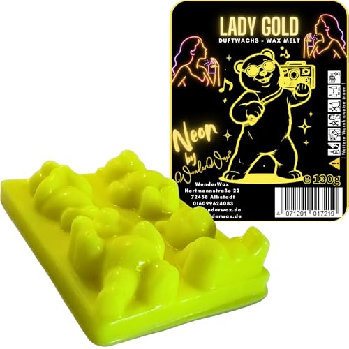 WonderWax Neon Duftriegel 6 x Duftwachs Bären Wachsmelt Duftwachs Raumduft für Duftlampen Soja Wachs Melts Duftmelt Aroma Wellnes Kerzen Wärmer Wax Tarts Lady Gold