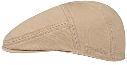 Stetson Paradise Cotton Schirmmütze Herren | Flatcap mit UV-Schutz 40+ | Herrenmütze aus Baumwolle | Flat Cap Größen S-XXL | Schiebermütze Sommer/Winter, beige, M (56-57 cm)