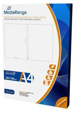 MediaRange DVD-Hüllen Einleger 50er-Pack, für CD DVD & Blu-ray | 50er-Pack | für Inkjet-/Laserdrucker | matt beschichtet