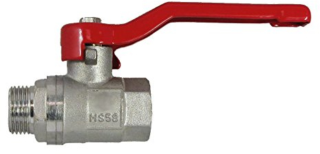 Geka 7803 Kugelhahn Typ 7 IGx G 3/4 Zoll MS NI, Silber/rot, 18 x 8 x 13 cm