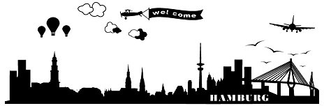 Wandtattoo wandaufkleber Aufkleber Wandsticker wall sticker Wohnzimmer Schlafzimmer Kinderzimmer City Stadt Hamburg Skyline Landschaft 30 Farben zur Wahl wst12 motiv1 (060 dunkelgrün, Größe1:ca.60x12cm)
