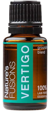 Nature's Fusions Vertigo Relief, Ginger Oil Nausea Relief Essential Oil Blends (15ml) - Fast-Acting Motion Sickness Relief, Morning Sickness Relief, Dizziness Relief, & Vertigo Medicine w/ Peppermint