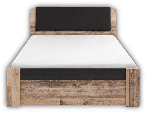 Stella Trading MERLIN Stilvolles Doppelbett 140 x 200 cm - Komfortables Jugendzimmer Bett in Old Style Optik, Anthrazit - 96 x 90 x 205 cm (B/H/T)