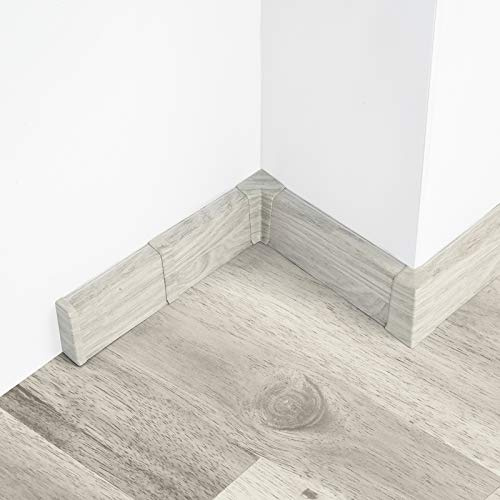 DQ-PP 50m Sockelleisten 55mm PVC Eiche Chillout | Laminatleisten Fussleisten aus Kunststoff PVC Dekore Fußleisten