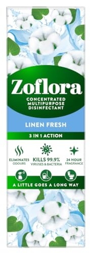 Zoflora Concentrated Disinfectant Liquid, Linen Fresh, 250ml | For 99.9% virus and bacteria elimination, household odour control, multi-surface hygiene, light breeze violet fragrance.