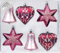 MAGIC 6 STK. Weihnachtskugeln Kunststoff 9cm Formen-Sortiment Glocke Herz und Stern Christbaumschmuck Weihnachtsdeko Weihnachtsschmuck Berry Kiss (Beere Glanz/matt)
