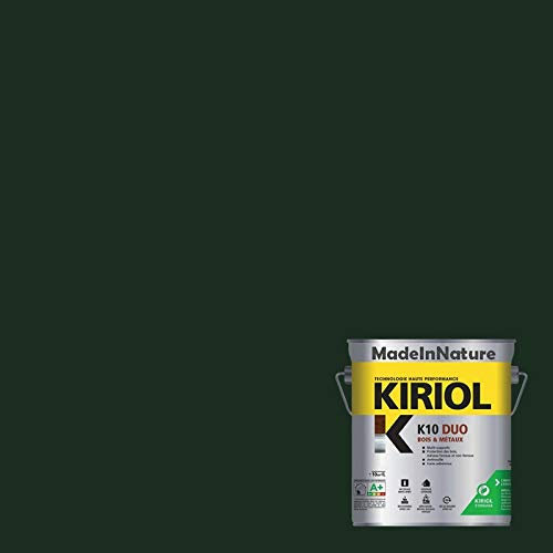 Peinture Bois et Métaux, Sous couche et Finition, Antirouille, sur Fer, Acier, Galvanisé, même rouillés, très opacifiant, de MadeInNature (2.5 litres pour 30 m², soit 15 m² pour 2 couches, RAL 6012)