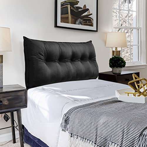 VERCART Couchkissen Groß Dekokissen Kopfteil Gepolstert Rückenlehne Rückenkissen, Langes Sofakissen XXL Lesekissen Lendenkissen Bett Wandkissen Stützkissen für Tagesbett Couch Schwarz 140cm