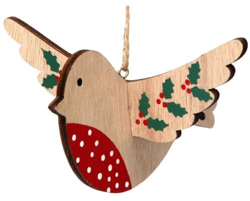 Gisela Graham Robin With Holly Hanging Decoration