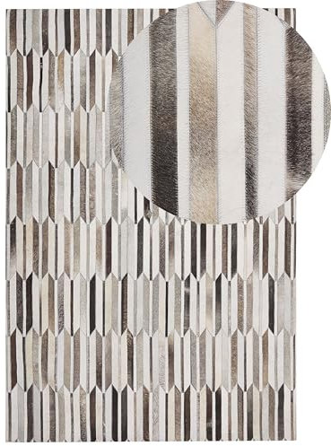 Moderner Leder-Teppich Patchwork beige/braun 140 x 200 cm Kulalar