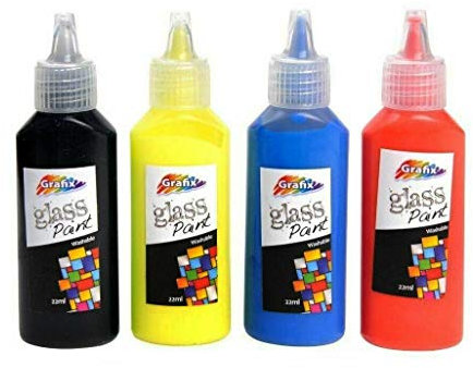 SDMAX Grafix Pack of 4 Washable Glass Art Paint,Quick Dry,perfect for creative projects,Versatile Uses,Attractive Colours,Long Lasting, 22ml