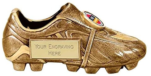 Trophies Plus Medals Personalised Football Boot Trophy - 12.5cm | Small 5 Gold Football Boot Trophy & Sports Reward, Man of The Match & Top Scorer Award Winner Trophies | Free Metal Plate Engraving