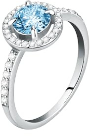 Morellato Damen Ring, TESORI Kollektion, aus Silber 925, Zirkone, Aquamarinblauen-Zirkone - SAIW97