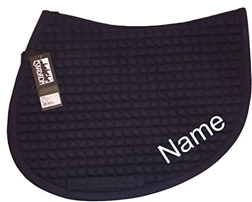 Eskadron Navy Cotton Spring-Schabracke mit individuellem Namen Bestickt, Schriftart:Holli, Garnfarbe Maderia:Toffee 1725