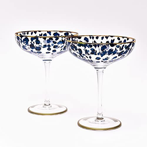 Sophia Collection Set of 2 Leopard Print Pattern Cocktail Glasses