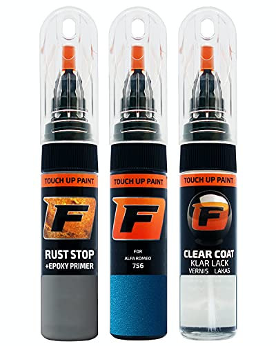 FIRANTO Kit Riparazione Auto per Alfa Romeo 756 Misano Blue - Set Rimuovi Graffi 3in1 Con Primer 15ml, Pennarello Ritocchi e Vernice Lucidante