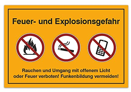 Aluverbund Hinweis Schild 30x20cm Wetterfest Kratzfest UV beständig - Feuer- und Explosionsgefahr