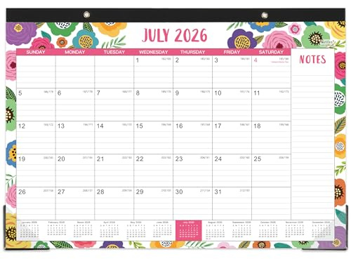 Tischkalender 2022 – 12-Monats-Schreibtisch-/Wandkalender 5,1 cm – 116,8 cm x 30,5 cm, Januar 2022 – Dezember 2022, dickes Papier mit Eckenschutz, große linierte Blöcke – buntes Blumenmuster
