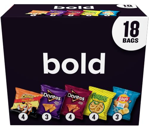 Frito-Lay Snacks Bold Mix Chips Variety Pack Box, Doritos, Cheetos, Lay's, Funyuns, (18 Stück) (Sortiment kann variieren)