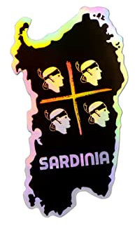Adesivo olografico Sardegna sagomato per auto/moto/cancelleria/vetri/notebook bandiera 4 mori