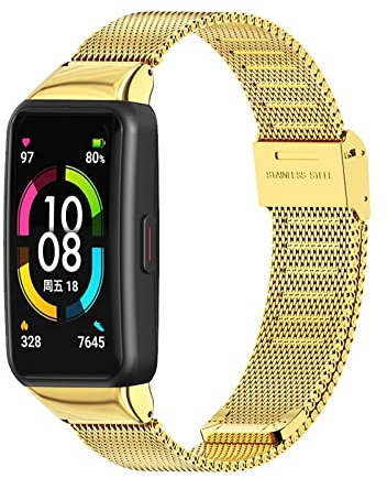 NEYENS Correa de Milán para Huawei Honor Band 6 Pulsera inteligente Correa de reloj de repuesto Correa de muñeca Correa de metal (color: oro, tamaño: para Huawei Band 6)