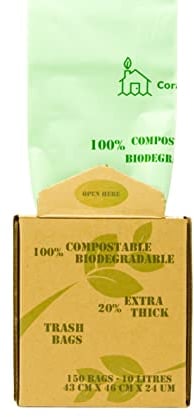 Extra Strong Premium Garbage Bags Compostable Biodegradable Bin Liners 6L/10L/30L Food Waste Bags Made from Plants with Certificate EN13432 for Home & Kitchen Bin Liners in Kraft Box