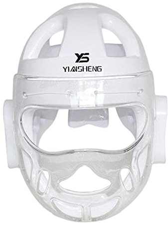 kowaku Breathable Boxing Head Guard für Kinder und Erwachsene, MMA Kickboxen Kopf Gesicht Schutz Boxen Helm Nase Schutz für Muay Thai Taekwondo, Textart Weiß L