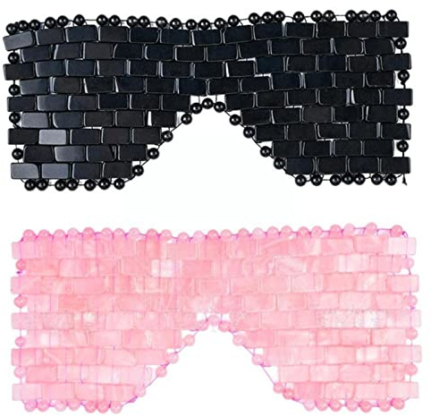 Masseur Facial À Quartz Rose Naturel Jade EyeMask Masque De Sommeil Pour Les Yeux Visage,Blanc