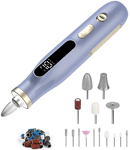 Maniküre Pediküre Set Kabellos Tragbar, 2 in 1 Heartyfly Maniküre Set elektrisch & Pediküre Set Fußpflege elektrisch, USB Wiederaufladbar 10 Stufen einstellbar 15 Bits, LED Licht LCD Anzeige