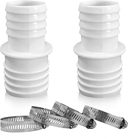 Hekasvm 2 Raccords De Tuyau De 38 Mm pour Piscine + 4 Colliers De Serrage Universels en Acier Inoxydable, Adaptateur Tuyau Piscine pour Raccorder Ou Rallonger Les Tuyaux De Piscine (2X 38mm Set)