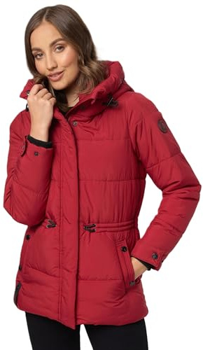 MARIKOO Damen Winter Jacke gesteppte Winterjacke Stepp warm B947 [B947-Akum-Dark-Red-Gr.S]