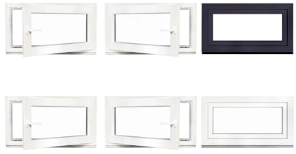 Fenster - Kunststofffenster Weiss BxH 800x500 mm - Garagenfenster/Gartenhausfenster/Kellerfenster 80x50 cm 2-fach Verglast - Din Rechts - Funktion Dreh Kipp
