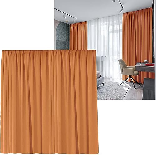 Cleanlevel EST 2016 Vorhänge Vorhang Gardinen mit Kräuselband verdunklungsvorhänge Verdunkelungsvorhang Übergröße Thermovorhang Blickdicht 300cm (B) x 245 (L) Wohnzimmer (Orange Kräuselband)