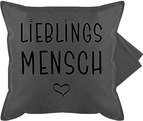 Shirtracer Kissenbezug - Pärchen - Kissen - Lieblingsmensch - 50 x 50 cm - Grau - herzensmensch Geschenk Liebe Paar mit Deco Partner Valentinstag Baumwolle Paare für