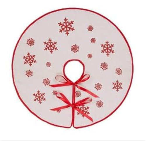 N&T NIETING Christmas Tree Skirt, 30 Inches White Snowflake Printed White Rustic Burlap Tree Skirt, Mini Tree Skirt Farmhouse Xmas Tree Holiday Decorations(White)