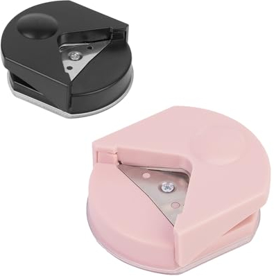 Eckenschneider 2 Stück, Corner Cutter Stanzer, Stanzer Set mit 2 Eckenabrundern, Abrunden Stanzer für Papier und Laminierung, Robuster Papierhandwerk Schneider mit Schraubensicherung (Schwarz/Rosa)
