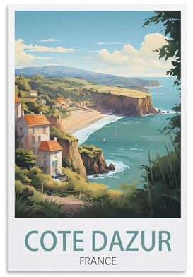 PuPLuM Côte D'Azur Frankreich, Vintage-Reiseposter, Querformat, 20 x 30 cm, Leinwand, Wandkunst, Poster für Wohnzimmer, Dekoration, Gemälde für Heimdekoration