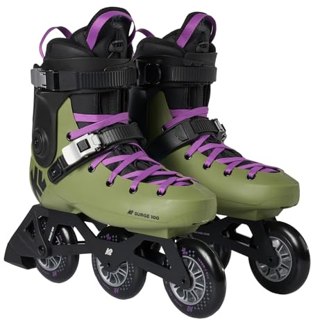 K2 Skates Surge 100 Hardboot Inline Skates Unisex – Erwachsene — Olive - Purple — 30K0211