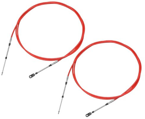 ACROPIX Universal 400cm 13FT 33C/3300 Marine Boat Throttle Shift Control Cable Red with Fastening Head for Yamaha Outboard Engine - Pack of 2