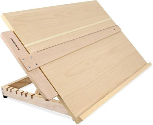 Liquidraw A2 Artist Drawing Board 6 Angles Adjustable Solid Wood Art Sketching Board with 60cm T Square Ruler Wooden Desktop Portable Tabletop Easel for Drawing 25.5 x 18.5